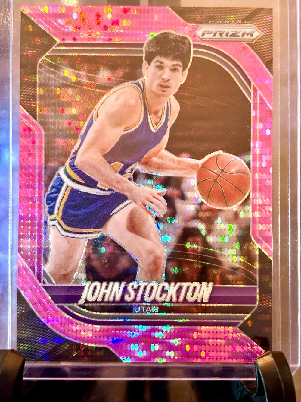 JOHN STOCKTON PINK PULSAR PRIZM 164/199 Utah Basketball Card and Panini Prizm